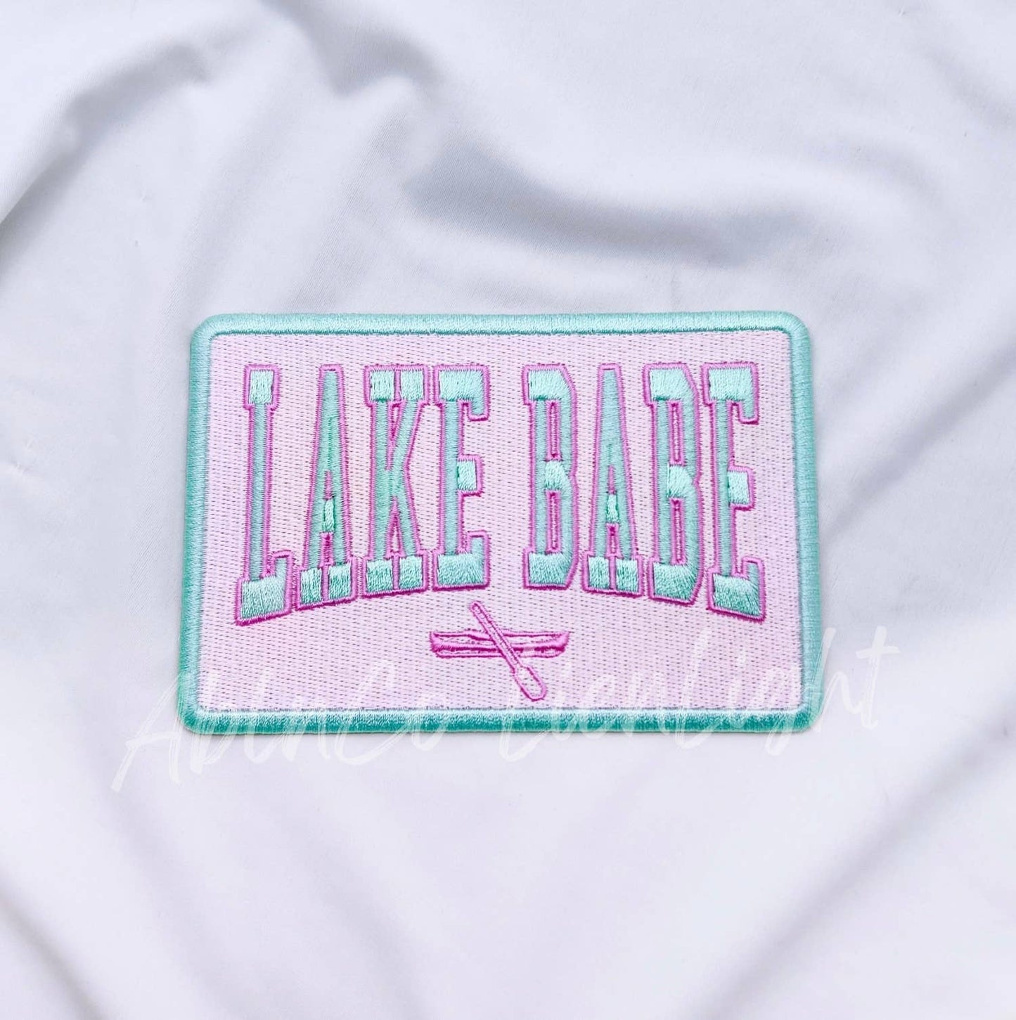 Lake Babe preppy pink embroidery trucker hat iron on patch