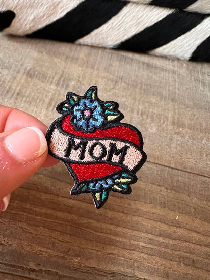 Mom Heart, Mom Iron on Trucker Hat Patch