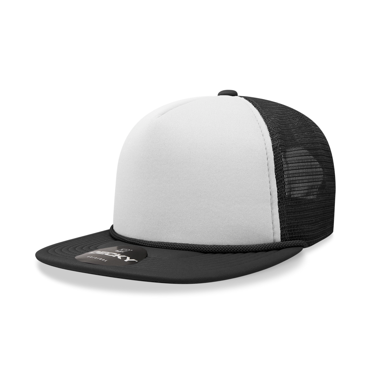 Decky 6026 - Classic 5 Panel Foam Trucker Cap, Flat Bill Hat