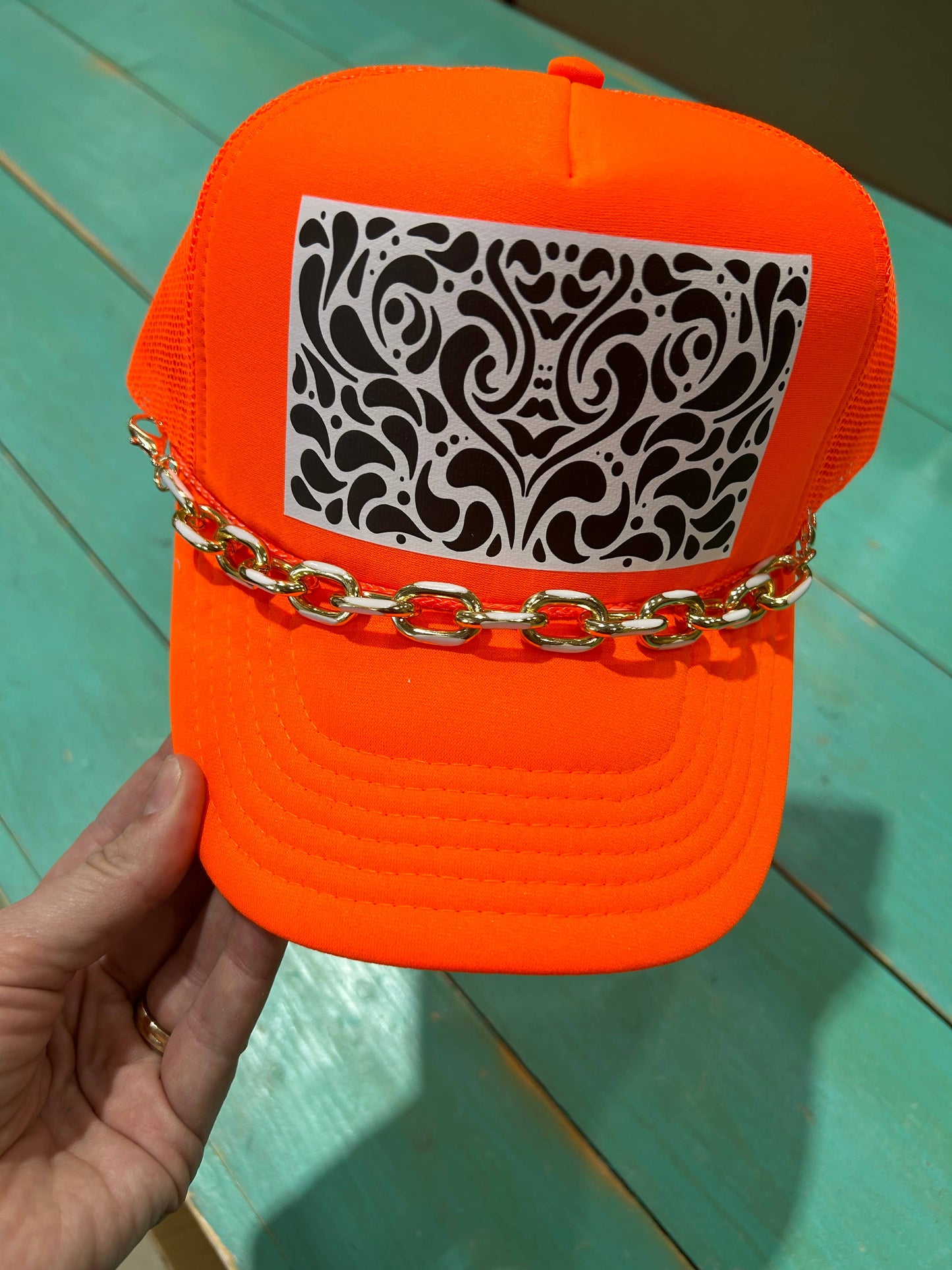 Chunky White Enamel Dipped Trucker Chain | Hat Band |