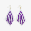 Game Day Stacked Triangle Beaded Fringe Earrings Purple and White