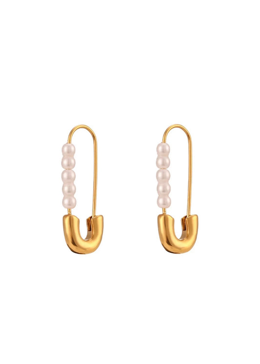 Hjane Pearl Safety Pin Earrings