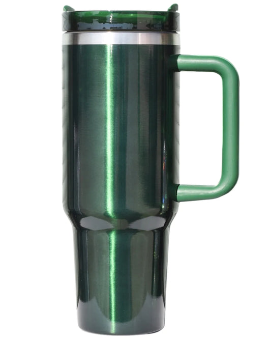 Metallic Green 40 oz. Stainless Tumbler with Handle