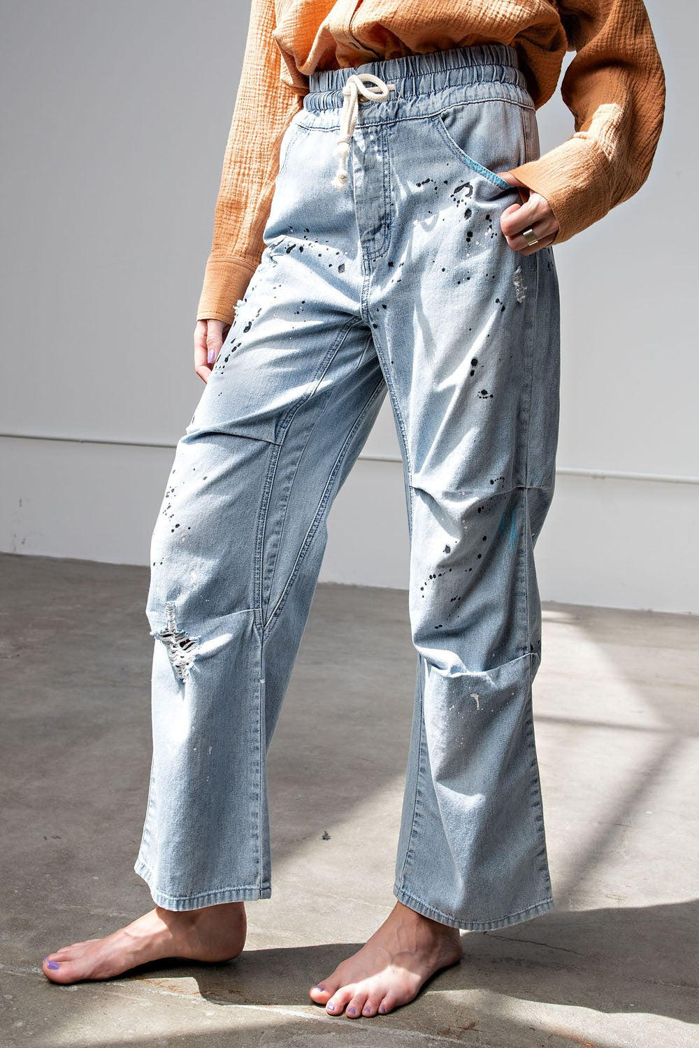 Washed Denim Pants