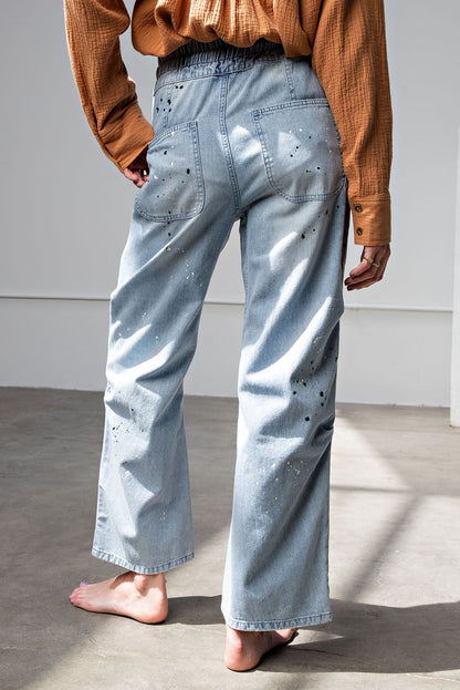 Washed Denim Pants