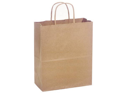 Brown Kraft Paper Shopping Bags: Cub 8x4.75x10" / 250 Pack