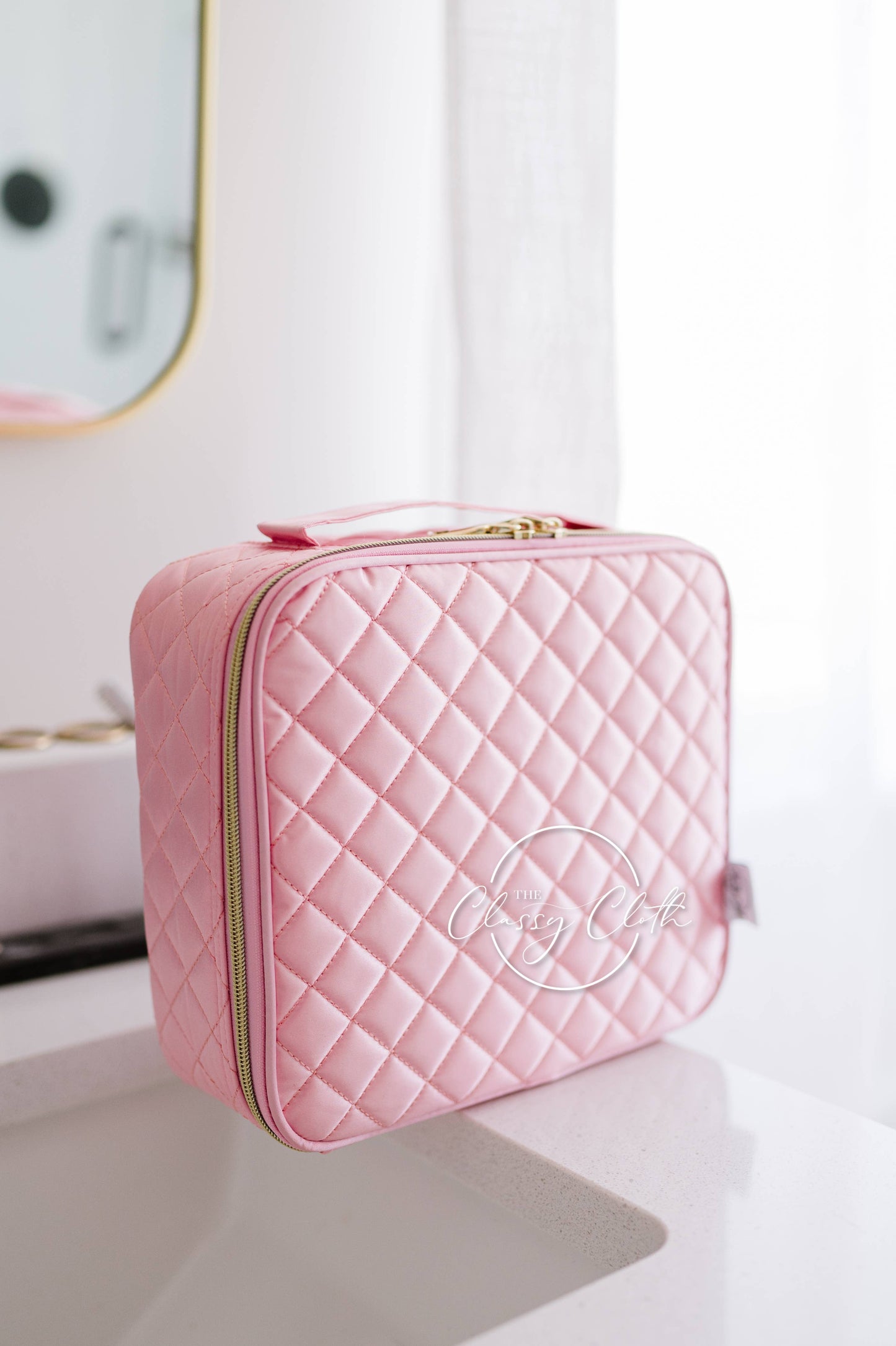 Mega Makeup Case Pink Quilted