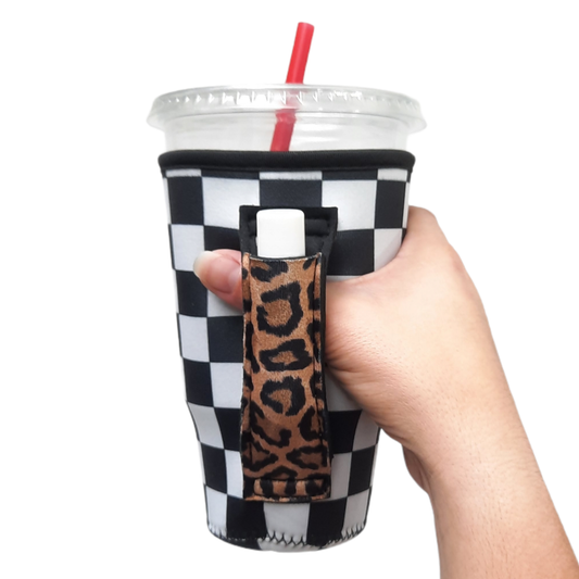 Checkerboard w/ Leopard 20oz Coffee / Tea / Tumbler Handler™