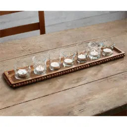 Beaded Wood Votive Tray