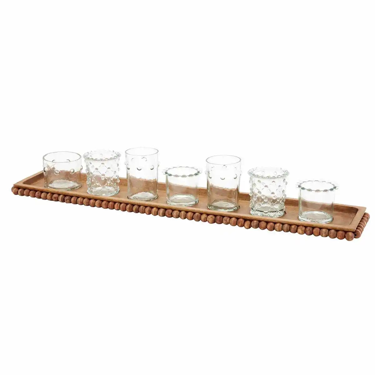 Beaded Wood Votive Tray