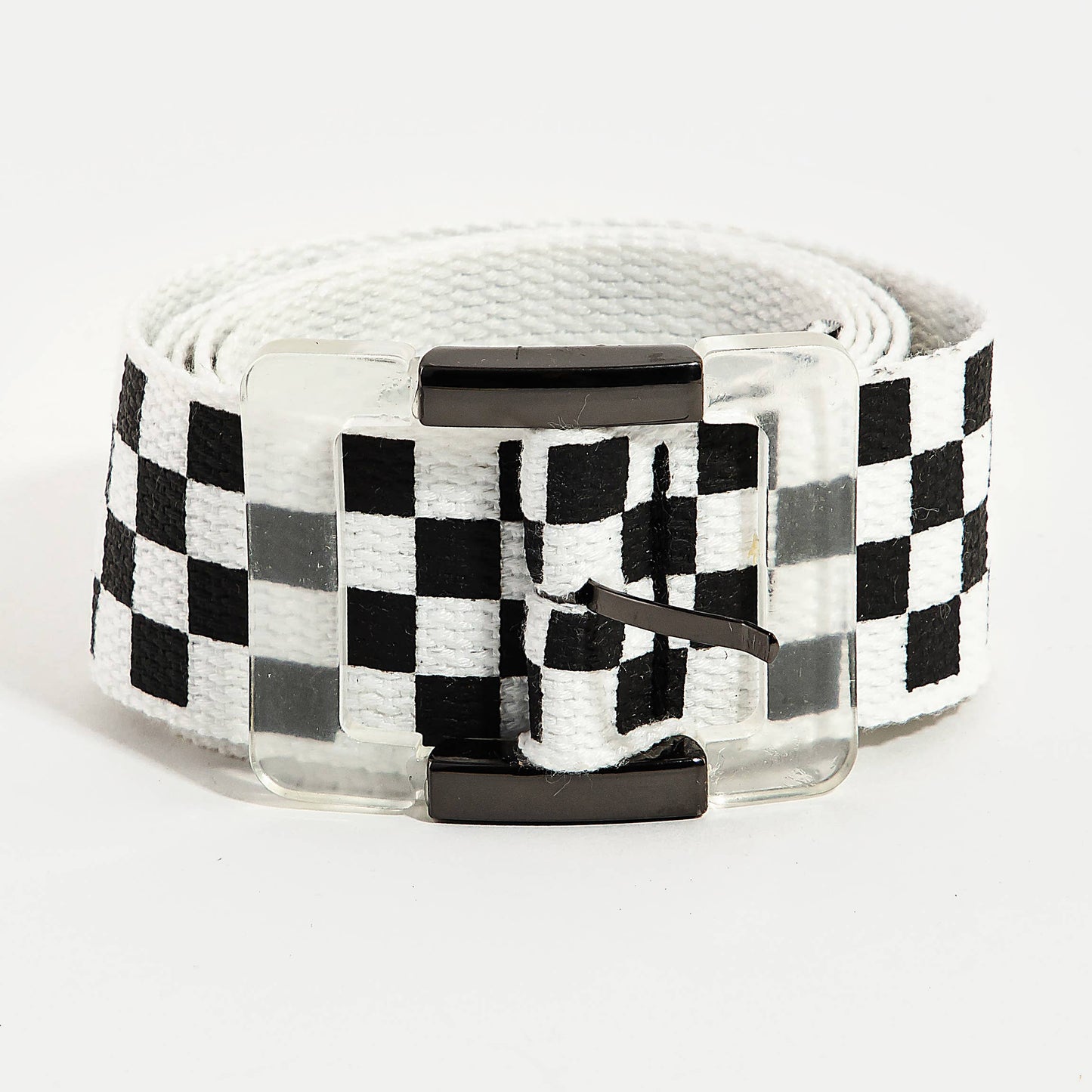 Black White Checkered Fashion Belt: BW