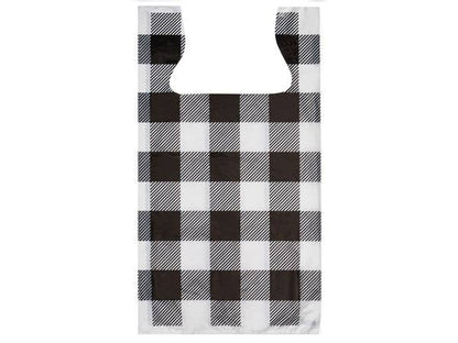 Plastic T Shirt Bag Prints: 1000 Pack / 11.5x6.5x22" / Buffalo Plaid