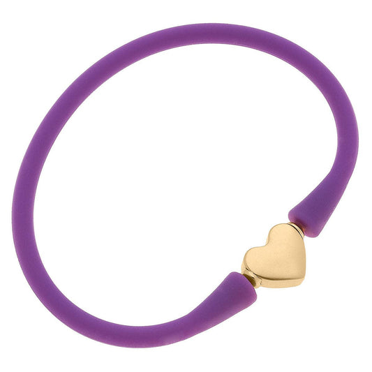 Bali Heart Bead Silicone Bracelet in Purple