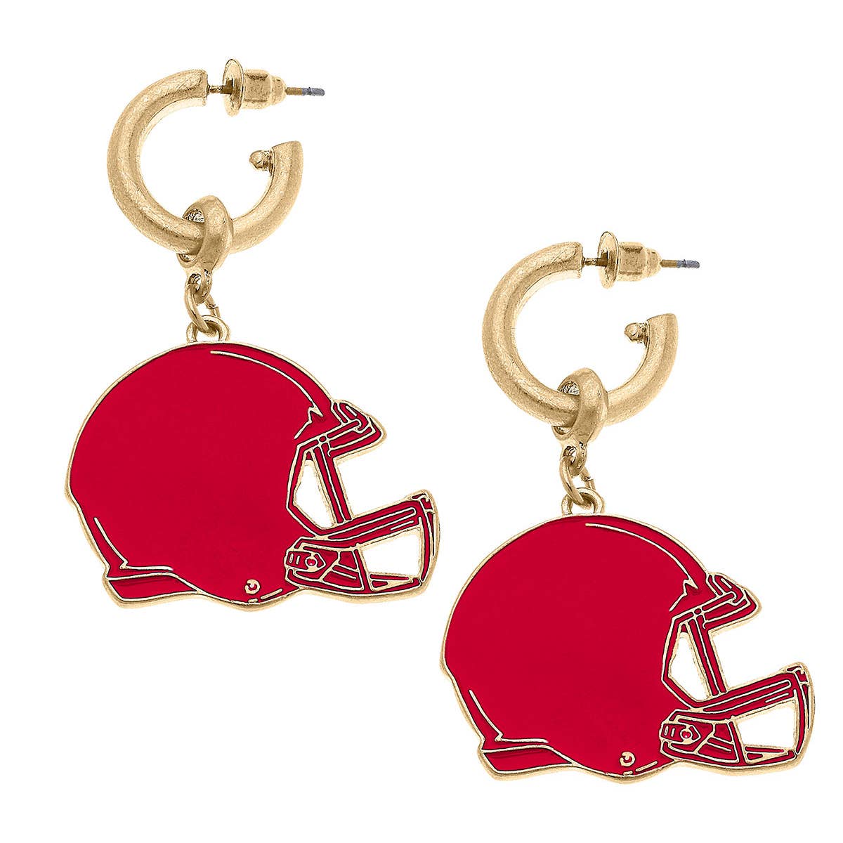 RED Game Day Football Helmet Enamel Earrings