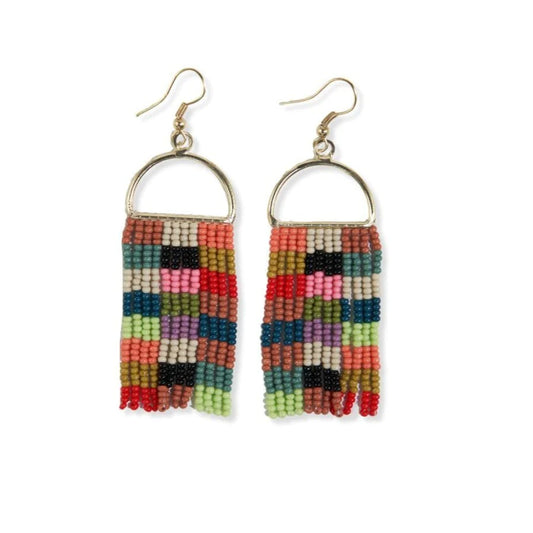 Arch Fringe Seed Bead Earring 3.25"