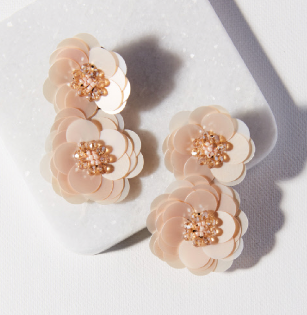 Double flower post earring