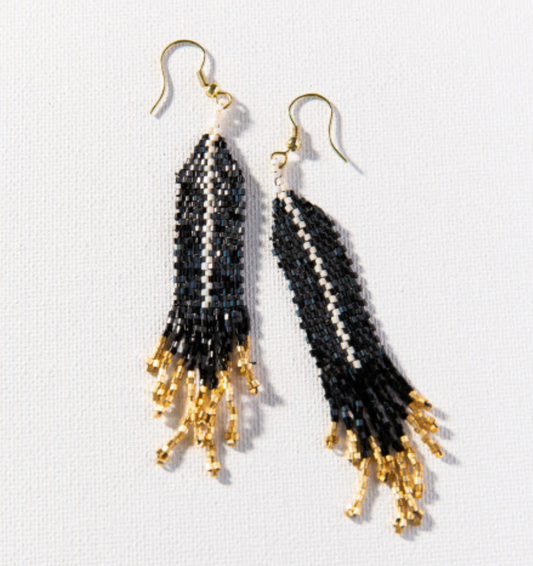 luxe single stripe with fringe earring