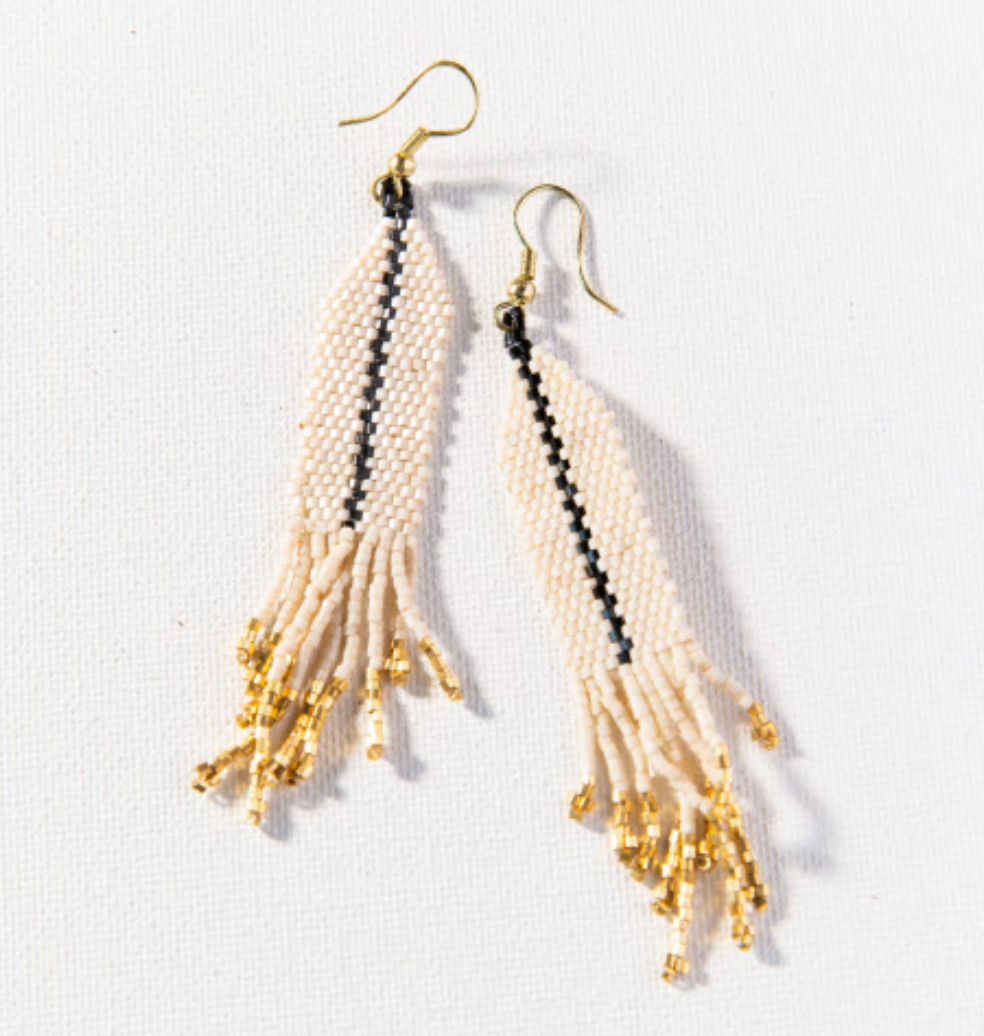 luxe single stripe with fringe earring