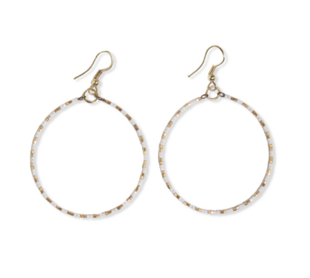 Luxe bead dangle hoop earring