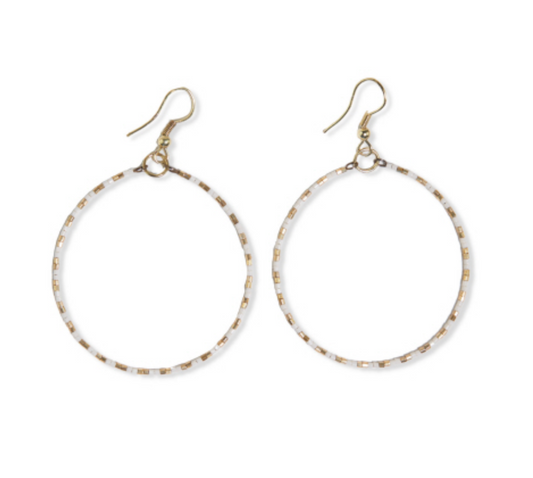 Luxe bead dangle hoop earring