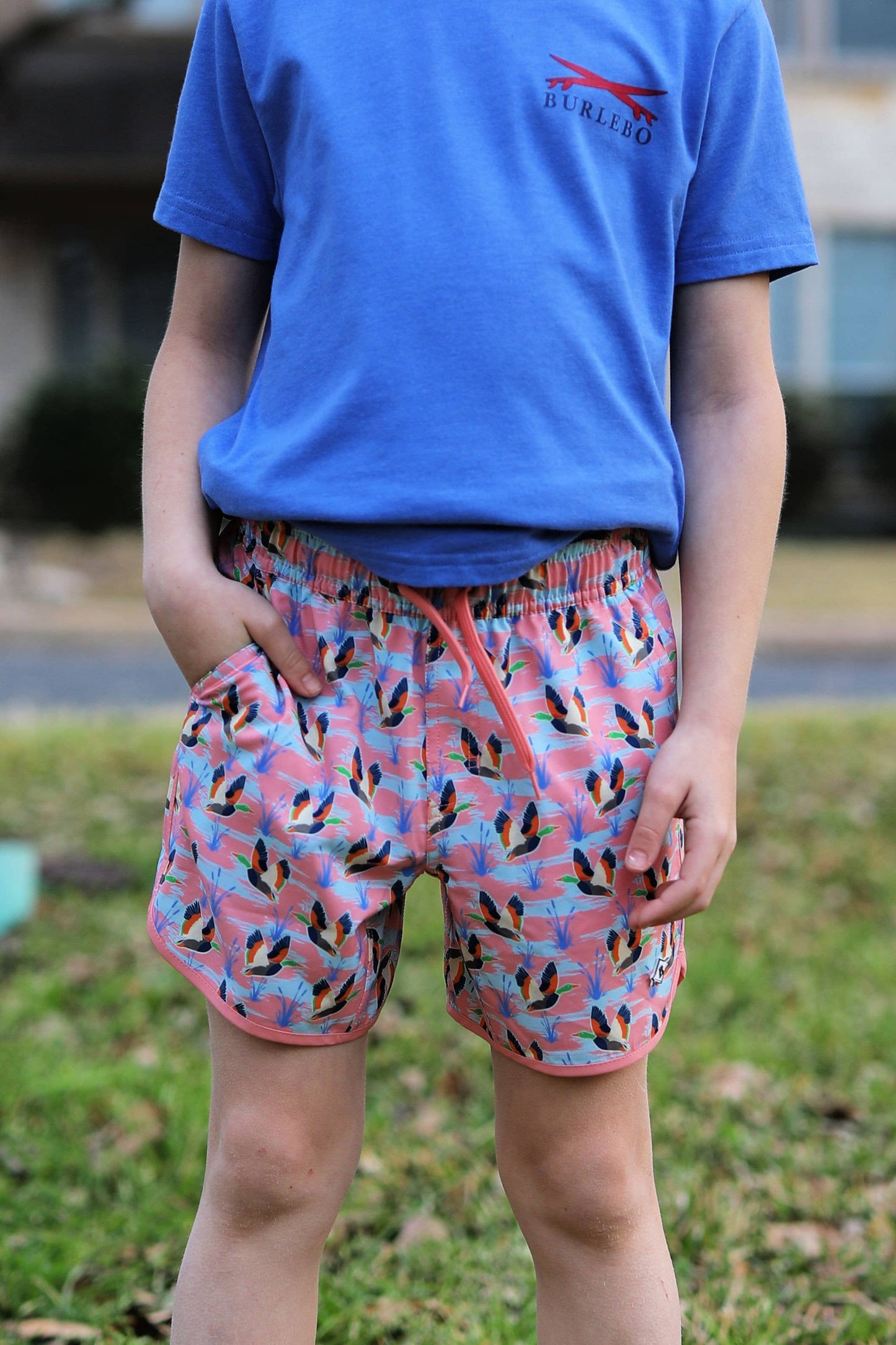 Youth Sizing - Swim Trunks - Mallard Poppies