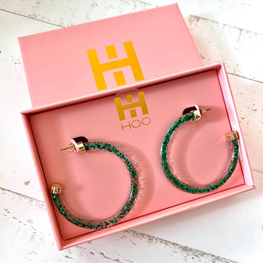 Green Glitter Hoo Hoops