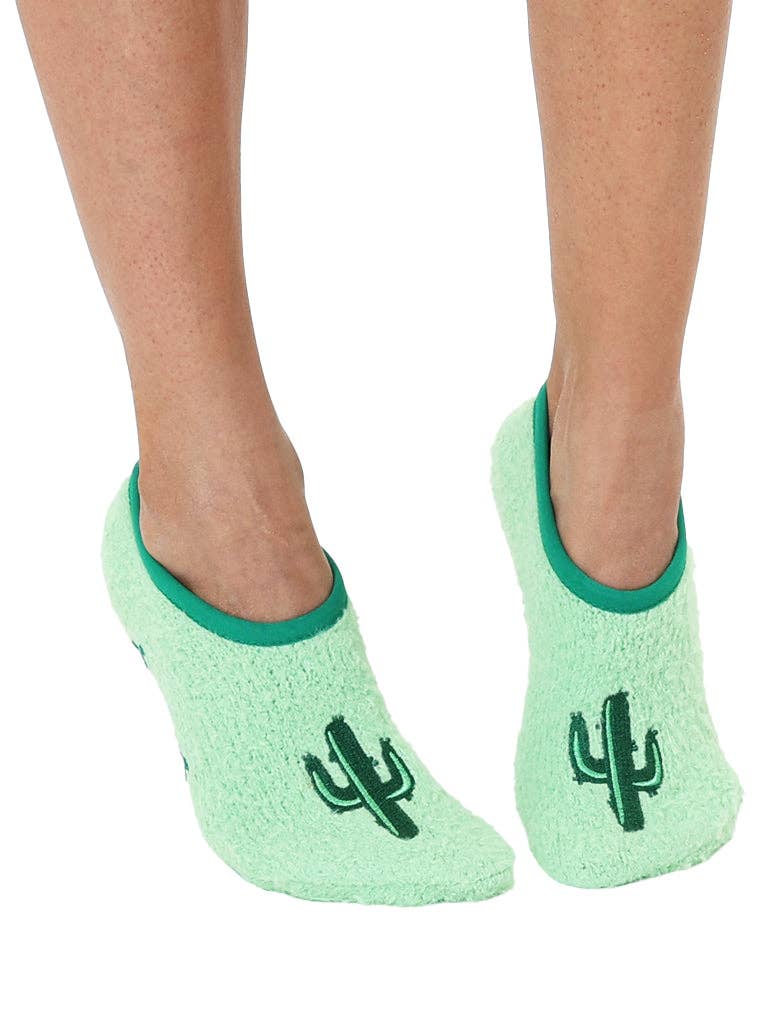 Fuzzy Cactus Slipper Socks