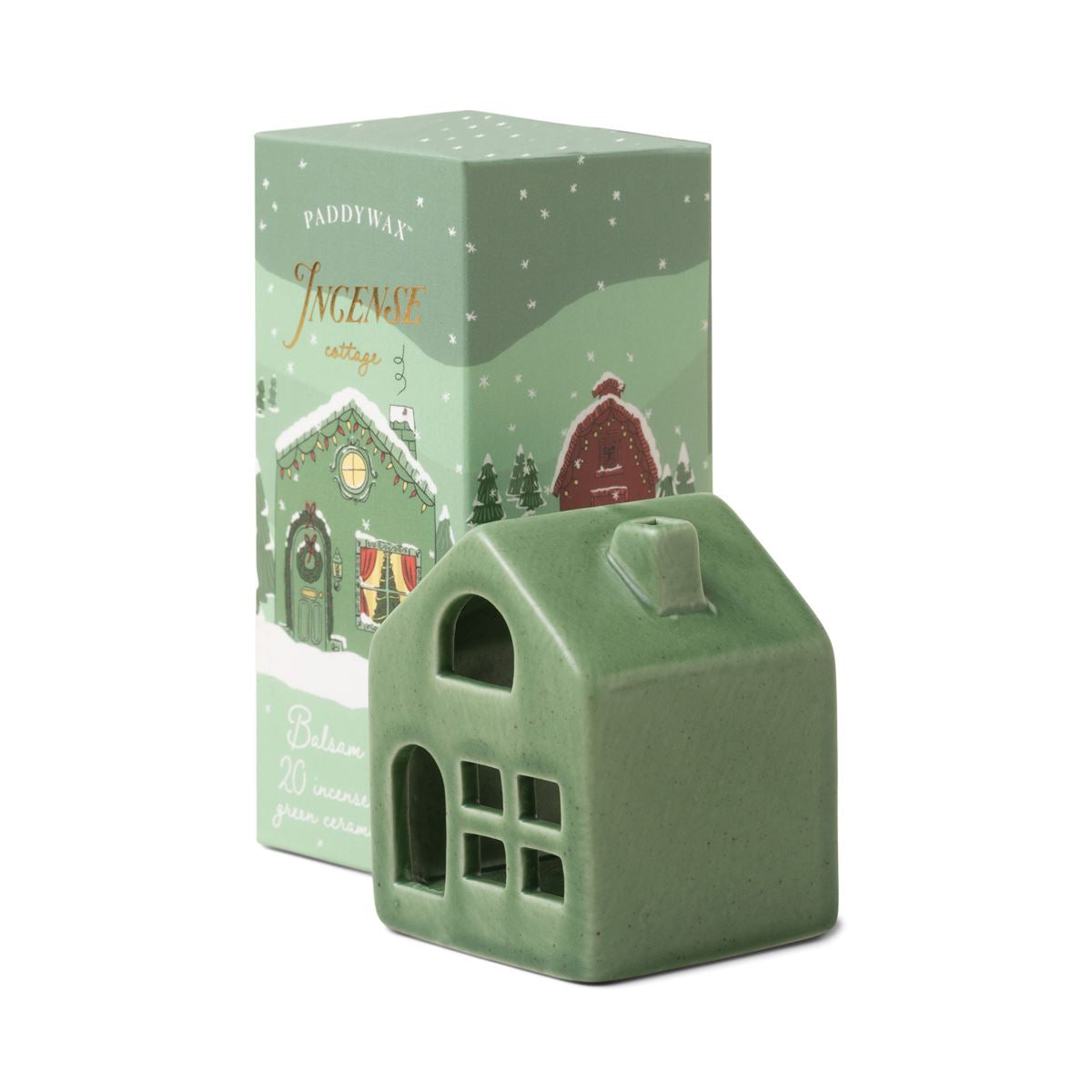 Holiday Ceramic Incense Cottage Green