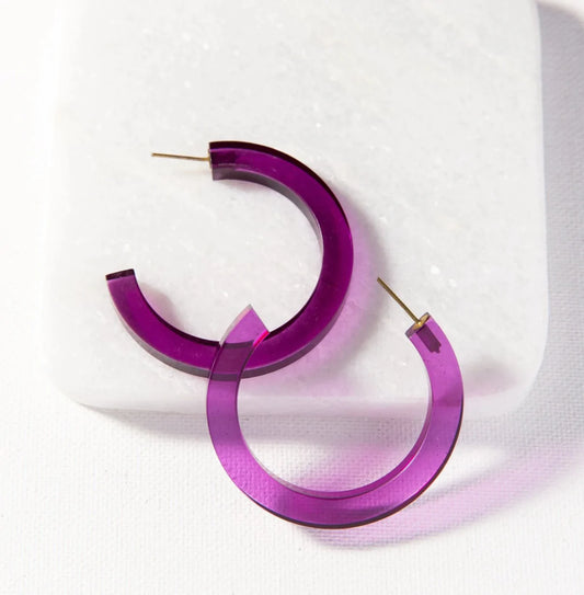 Eggplant lucite small hoop